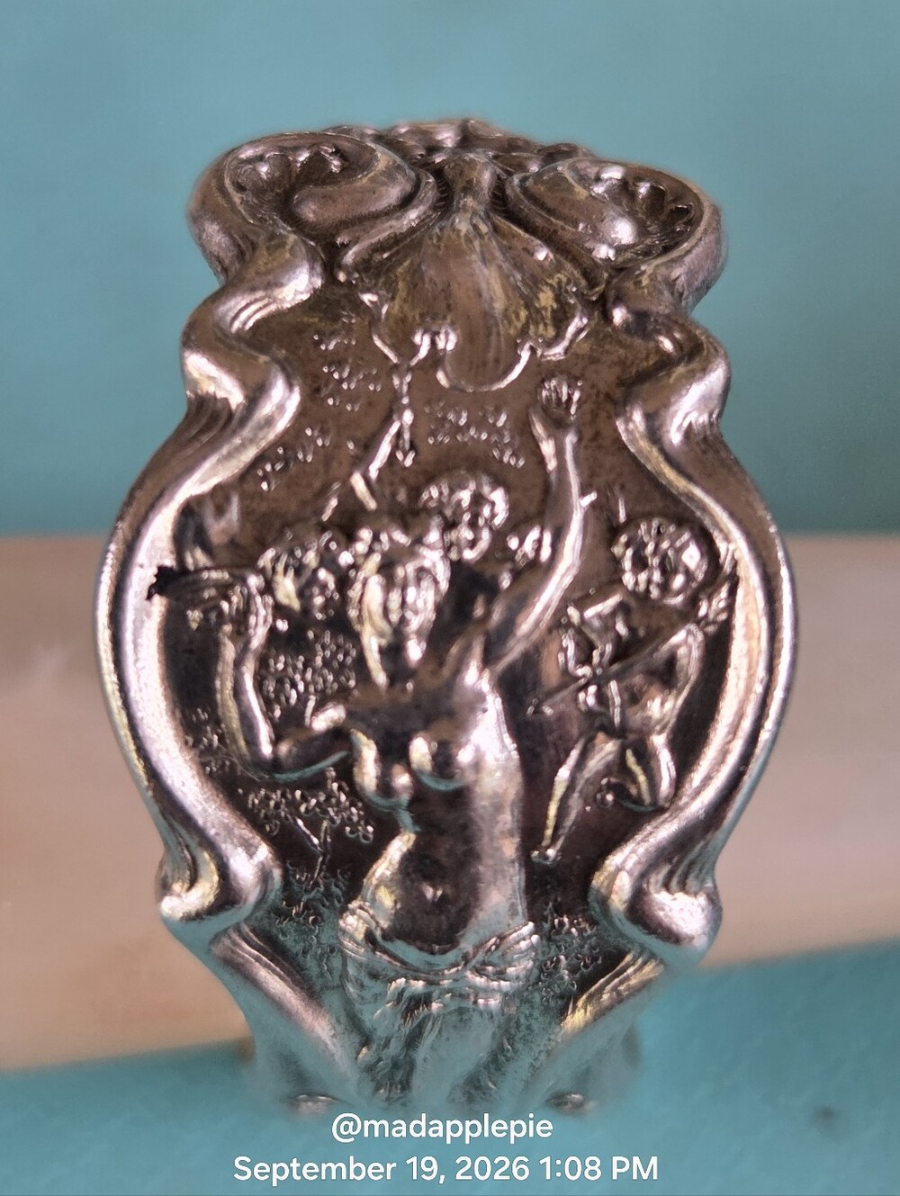 1902 Wallace Silversmiths Irian Spoon Ring Sterling Silver Art Neuvo Goddess 107